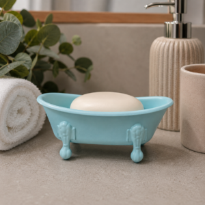 Jabonera Enlozada Tipo Tina Vintage Menta 13x6,5 cm | Accesorio Decorativo para Baño