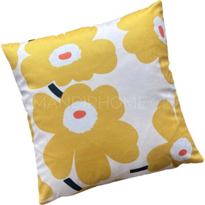 Funda de Cojín Estampado Flores Grandes Mostaza