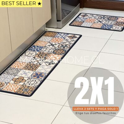 Set Alfombras de Cocina Café Toscano Antideslizante y Absorbente | Anticharcos y Lavables