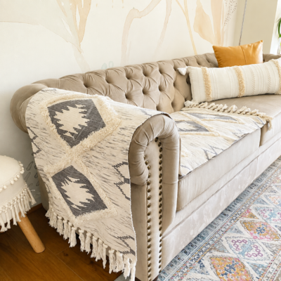 Textil Decorativo Piecera/ Alfombra Estampado Jaspeado Gris Tipo Kelim
